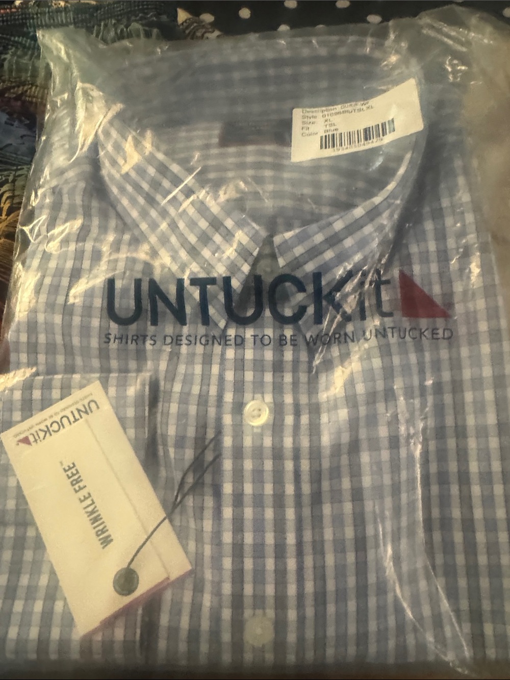 UNTUCKit Light Blue Gingham Cotton Button-Down Shirt